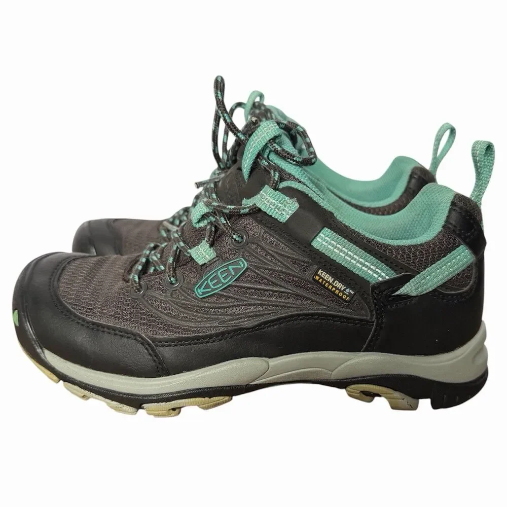 KEEN Saltzman WP Waterproof Hiking Trail Shoes Gray Black Turquoise 1013227